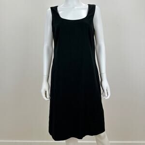 DKNY Linen Black Dress Shift Sleeveless Pockets Minimalist Contemporary US 10